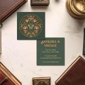 Art Nouveau Green Cream スクエア名刺