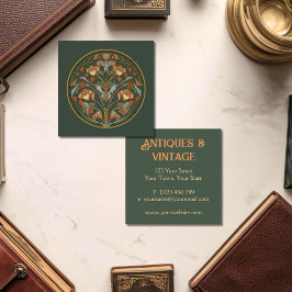 Art Nouveau Green Cream スクエア名刺