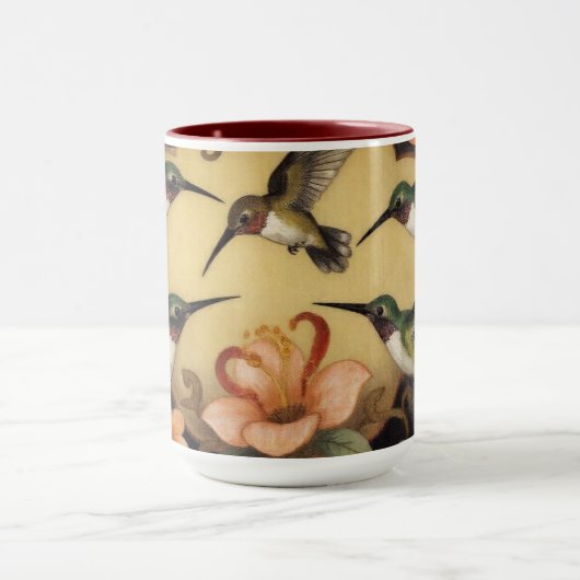 Art Nouveau hummingbird tableau マグカップ (中央)