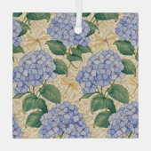 Art Nouveau Hydrangea Pattern with Dragonflies ガラスオーナメント (裏面)