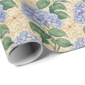 Art Nouveau Hydrangea Pattern with Dragonflies ラッピングペーパー (ロールコーナー)