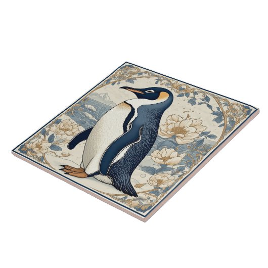 Art Nouveau Ice Bird Penguin Frozen Polar Glaciers タイル (側面)