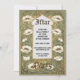Art Nouveau Iftar Poppy Flower Invitation 招待状