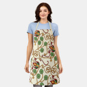 Art Nouveau-inspired floral design エプロン (着用した状態)