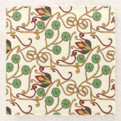 Art Nouveau-inspired floral design ガラスコースター (正面)