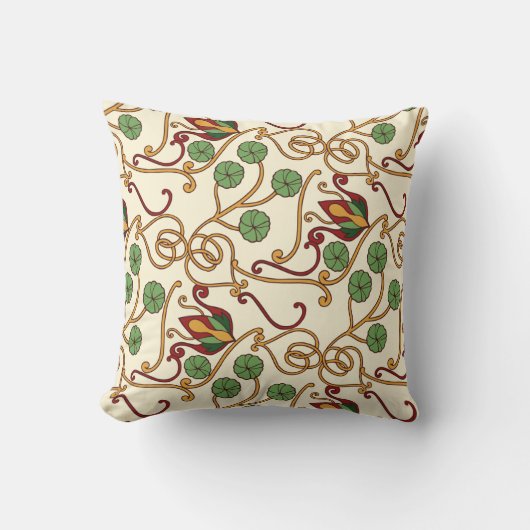 Art Nouveau-inspired floral design クッション (正面)