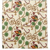 Art Nouveau-inspired floral design シャワーカーテン (正面)