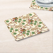Art Nouveau-inspired floral design スクエアペーパーコースター (アングル)