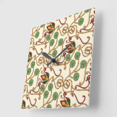 Art Nouveau-inspired floral design スクエア壁時計 (傾斜)