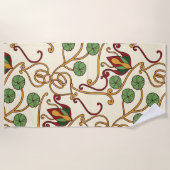 Art Nouveau-inspired floral design ビーチタオル (正面)