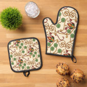 Art Nouveau-inspired floral design 鍋つかみ&鍋敷きセット (トップダウン)