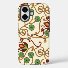 Art Nouveau-inspired floral design iPhone 16ケース