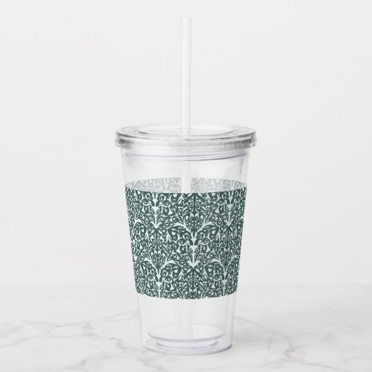 Art Nouveau Inspired Florals Clear Tumbler - Green アクリルタンブラー (正面)