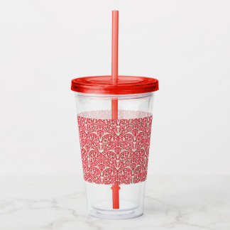 Art Nouveau Inspired Florals Clear Tumbler - Red アクリルタンブラー