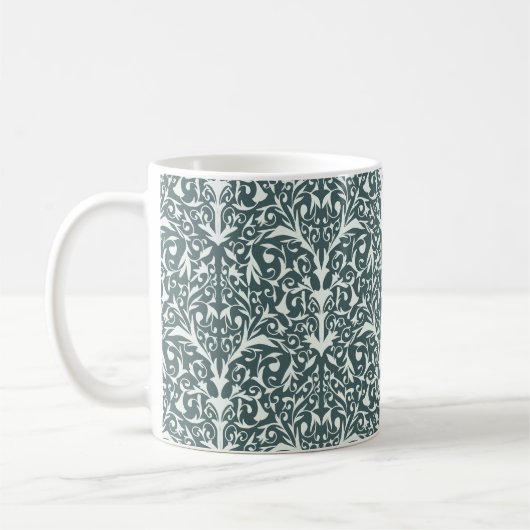Art Nouveau Inspired Florals Mug - Green コーヒーマグカップ (左)