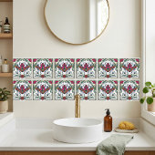 Art Nouveau Jewel Beetle Floral Border Ceramic タイル