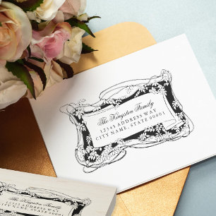 Art Nouveau Leafy Vines Address Label ラバースタンプ