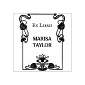 Art nouveau lily frame ex libris ラバースタンプ (インプリント)