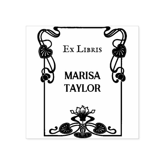 Art nouveau lily frame ex libris ラバースタンプ (インプリント)