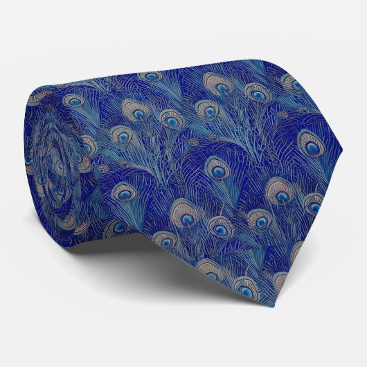 Art Nouveau Luxury Peacock Feather Pattern ネクタイ (ロール)