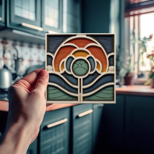 Art Nouveau Mackintosh Rose Ceramic Tile タイル