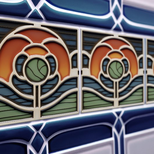 Art Nouveau Mackintosh Rose Ceramic Tile タイル