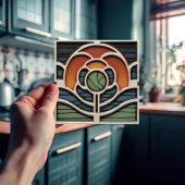 Art Nouveau Mackintosh Rose Ceramic Tile タイル