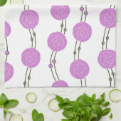 Art Nouveau Mackintosh Rose Stripes Pink キッチンタオル (折り畳み)