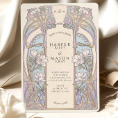 Art Nouveau Magnolia Floral Wedding and Details 招待状