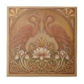 Art Nouveau Mirrored CranePat#9 Terra Cotta ID1193 タイル (正面)