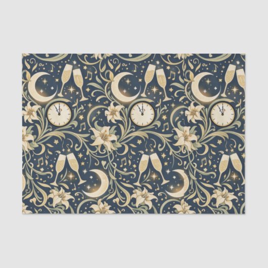 Art Nouveau Moonlit New Year Pattern 薄葉紙 (正面)