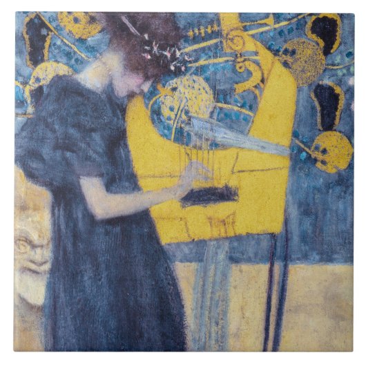 Art Nouveau "Music I" Painting by Gustav Klimt  タイル (正面)