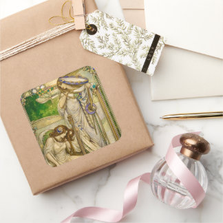 Art Nouveau Music Maidens Vintage Illustration  スクエアシール