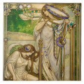 Art Nouveau Music Maidens Vintage Illustration  タイル (正面)