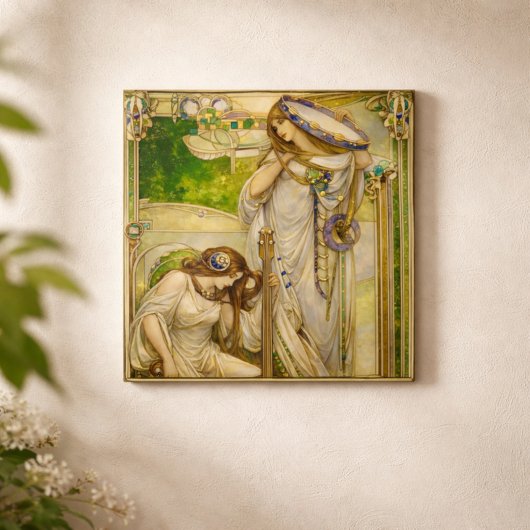 Art Nouveau Music Maidens Vintage Illustration  タイル