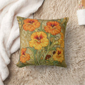 Art Nouveau Nasturtium Floral Pattern クッション (ブランケット)