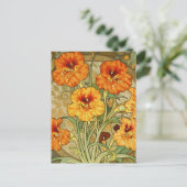 Art Nouveau Nasturtium Floral Pattern ポストカード (スタンド正面)