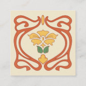 Art Nouveau Orange Cream Square Business Card スクエア名刺 (裏面)