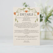Art Nouveau Orange Flowers Green Wedding Details エンクロージャーカード (スタンド正面)