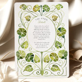 Art Nouveau Orange Greenery Foliage Wedding 招待状