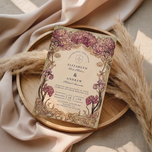 Art Nouveau Orchid Wedding 招待状