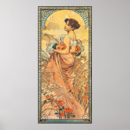  Art Nouveau Painting of Summer by Alphonse Mucha  ポスター