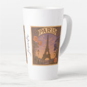 Art Nouveau Paris Eiffel Tower Floral Custom Name カフェラテマグ (右アングル)