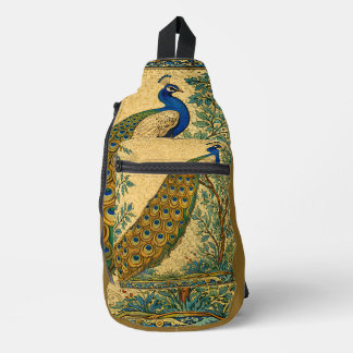 Art Nouveau Peacock Botanical Illustration スリングバッグ