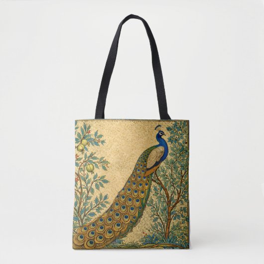 Art Nouveau Peacock Botanical Illustration  トートバッグ (正面)