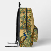 Art Nouveau Peacock Botanical Illustration  プリントバックパック (左)