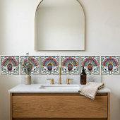 Art Nouveau Peacock Feather Floral Design Ceramic  タイル