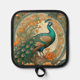 Art Nouveau Peacock Pot Holder 鍋敷き