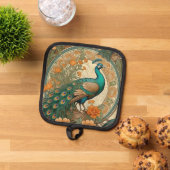 Art Nouveau Peacock Pot Holder 鍋敷き (トップダウン)