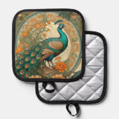 Art Nouveau Peacock Pot Holder 鍋敷き (正面/裏面)